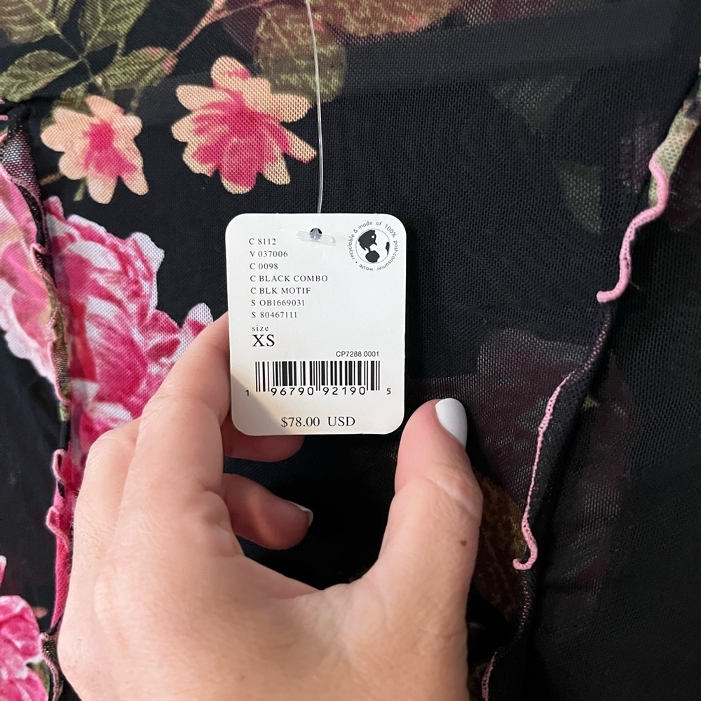 Free People Charlie Printed Mesh Top NWT - Picture 8 of 12